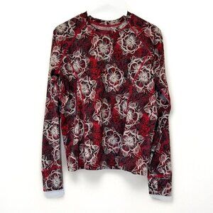 Skirt Sports‎ Womens Top XL Red Floral Long Sleeve Stretch Running Athletic